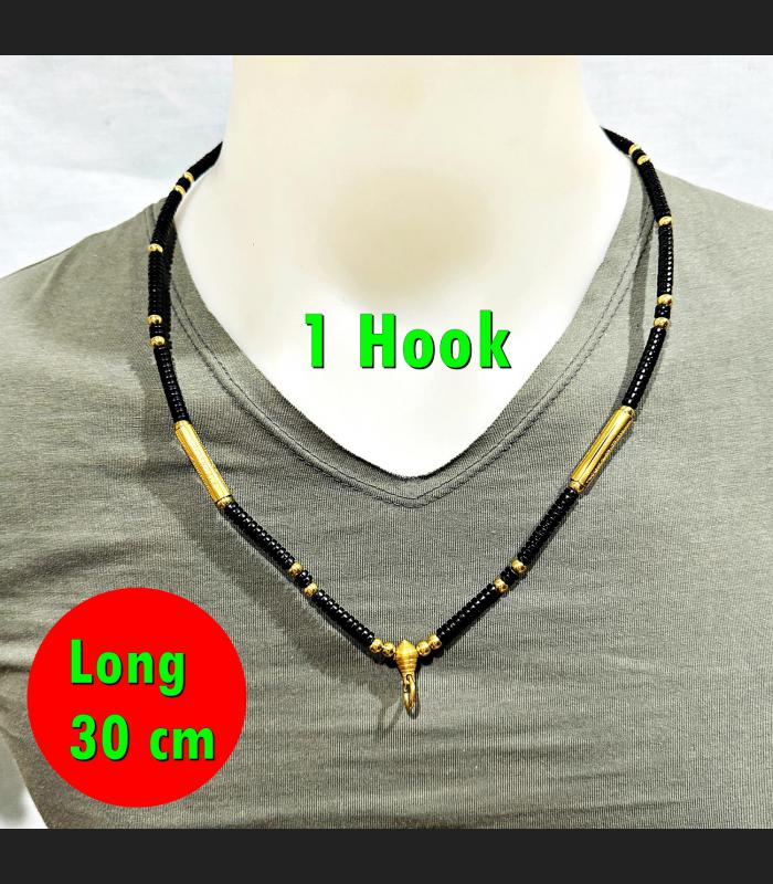 Necklace 30cm Kala Coconut Shell Wood Gold Wood Beads Wearing Thai Amulet #17910