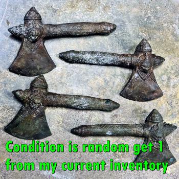 Ancient Khmer Green Bronze Warrior Axe Angkor Sword Bayon Lucky Protection 17932
