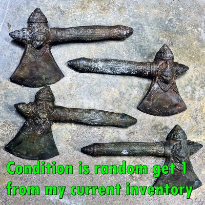 Ancient Khmer Green Bronze Warrior Axe Angkor Sword Bayon Lucky Protection 17932