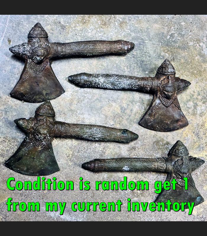 Ancient Khmer Green Bronze Warrior Axe Angkor Sword Bayon Lucky Protection 17932