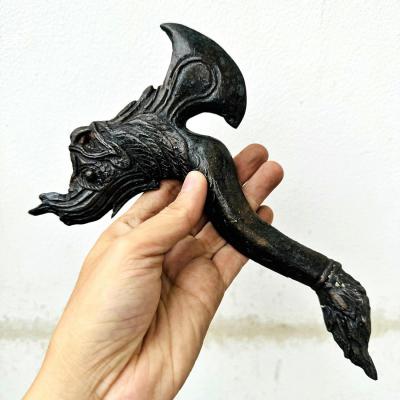 Antique 100y Khmer Deity Weapon Iron Axe Deagon Ancient Warrior Angkorwat #17960