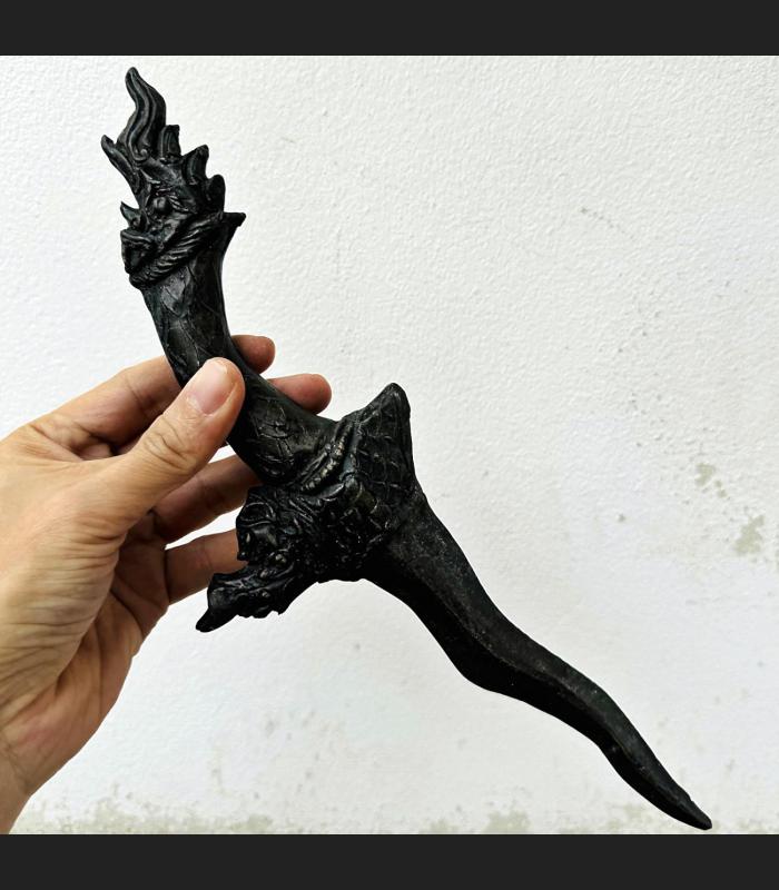 Antique 100y Khmer Deity Weapon Iron Dagger Sword Naga Warrior Protection #17961