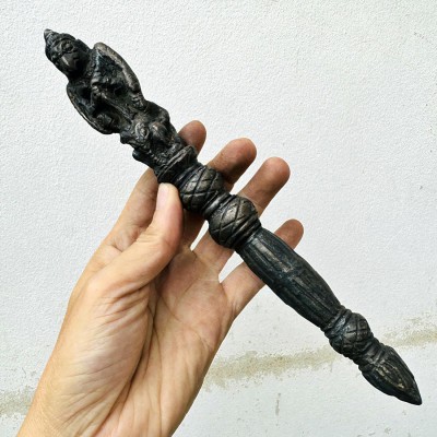 Antique Khmer Deity Weapon Bronze Ancien Warrior Scepter Wand Baton Garuda 17968