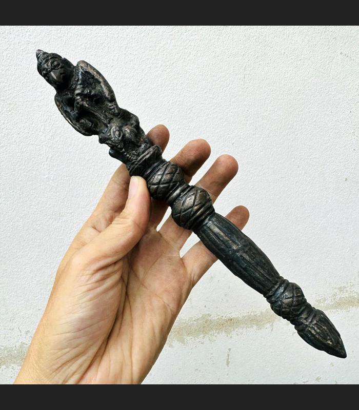 Antique Khmer Deity Weapon Bronze Ancien Warrior Scepter Wand Baton Garuda 17968