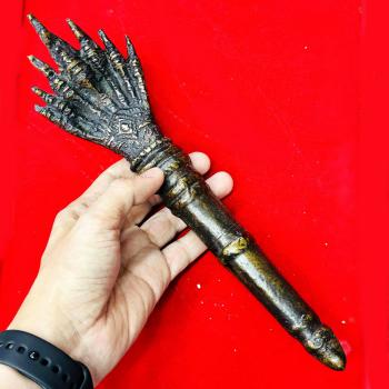 Antique Khmer Deity Weapon 7head Payanak Warrior Scepter Wand Protection #17970