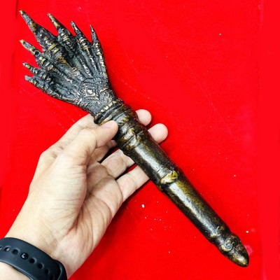 Antique Khmer Deity Weapon 7head Payanak Warrior Scepter Wand Protection #17970