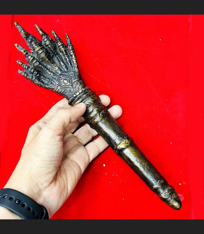 Antique Khmer Deity Weapon 7head Payanak Warrior Scepter Wand Protection #17970