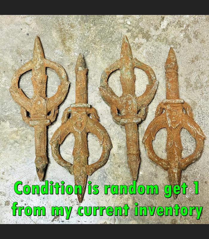 Antique Vishnu Trident Trishul lucky Khmer Bronze Deity Vajra Indra Dorje #17972