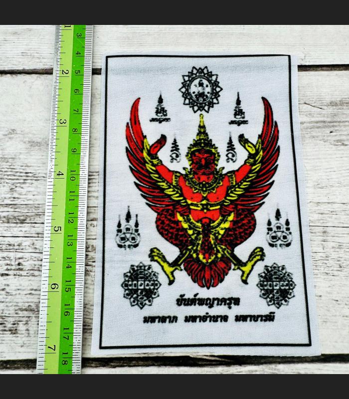Cloth Flag Yantra Garuda Krut Protection King Guardian Shield Thai Amulet #17988