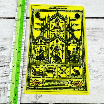 Cloth Flag Yantra Mae Thorani Mother Earth Queen Wealth Rich Thai Amulet #17989