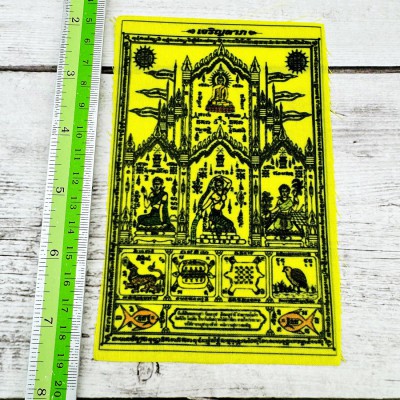 Cloth Flag Yantra Mae Thorani Mother Earth Queen Wealth Rich Thai Amulet #17989