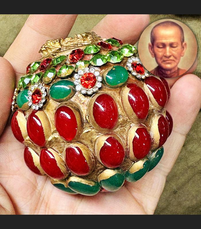 Antique Mercury Ball Bell Gems Stone Leklai Toh Wealth Lucky Thai Amulet #18001