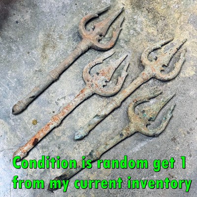 Ancient Khmer Bronze Warrior Trident Trishul Guardian Protection Artefacts 18004