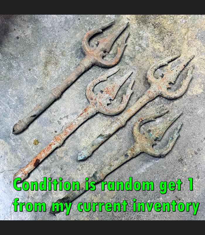 Ancient Khmer Bronze Warrior Trident Trishul Guardian Protection Artefacts 18004