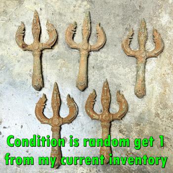 Antique Khmer Bronze Warrior Trident Vajra Indra Dorje Trishul Protection #18005