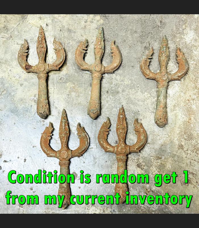 Antique Khmer Bronze Warrior Trident Vajra Indra Dorje Trishul Protection #18005