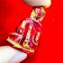 Antique Leklai Quartz Crystal Buddha Stone Kruhod Red Control Thai Amulet #18012