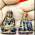 Antique Leklai Quartz Crystal Buddha Stone Kruhod Navy Blue Thai Amulet #18013