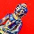 Antique Leklai Quartz Crystal Buddha Stone Kruhod Navy Blue Thai Amulet #18013