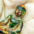 Antique Leklai Quartz Crystal Buddha Stone Kruhod Wealth Green Thai Amulet 18014