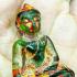 Antique Leklai Quartz Crystal Buddha Stone Kruhod Wealth Green Thai Amulet 18014