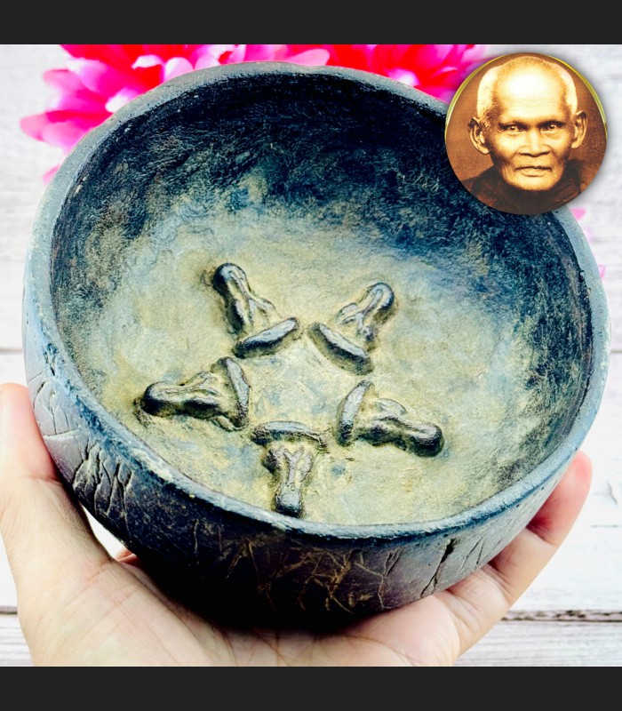 Holy Water Bowl Protection Jindamani 5in1 Pidta Close Eye Boon Thai Amulet 18018