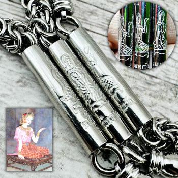 Necklace Stainless Steel Multi 1-9 Hook Nangkwag Hang Wearing Thai Amulet #18020