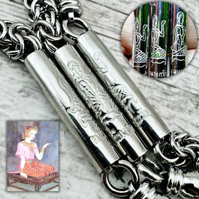 Necklace Stainless Steel Multi 1-9 Hook Nangkwag Hang Wearing Thai Amulet #18020