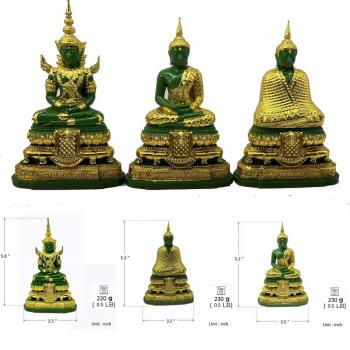 Set3 Season Emerald Buddha Statue Meditation Green Jade Decor Thai Amulet #18027
