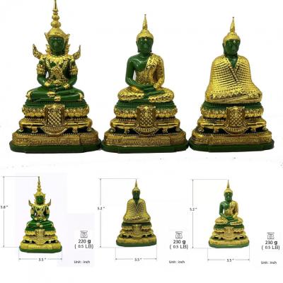 Set3 Season Emerald Buddha Statue Meditation Green Jade Decor Thai Amulet #18027