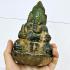 Antique Ganesha Statue Rock Stone Leklai Naga Eye Hindu Deity Green Kruhod 18038