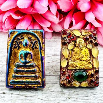 Leklai Rainbow Magnetic Somdej Bhodi Tree Toh WatRakang Wealth Thai Amulet 18043