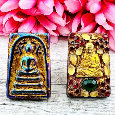 Leklai Rainbow Magnetic Somdej Bhodi Tree Toh WatRakang Wealth Thai Amulet 18043