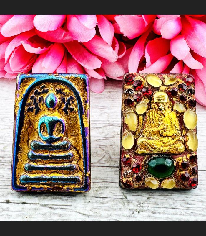 Leklai Rainbow Magnetic Somdej Bhodi Tree Toh WatRakang Wealth Thai Amulet 18043