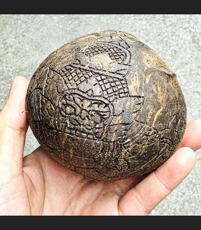Coconut Shell Eye Rahu Eat Moon Gambling Win Rich WatSrisaTong Thai Amulet 18045