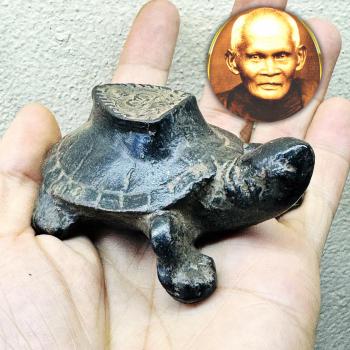 Old Lucky Wealth Turtle Jaosua Rich Millionaire JinDaMani Boon Thai Amulet 18053
