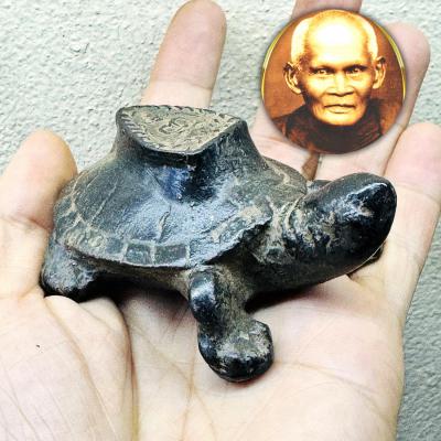 Old Lucky Wealth Turtle Jaosua Rich Millionaire JinDaMani Boon Thai Amulet 18053