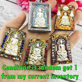 Somdej Silver Toh Watrakang Pray Protection Garuda Leklai Gems Thai Amulet 18063