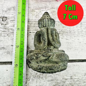 Antique Closed Eye Pidta Yantra Green Bronze Guard Protection Thai Amulet #18066
