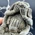 Antique Green Bronze Closed Eye Pidta 9Hand Shield Protection Thai Amulet #18067