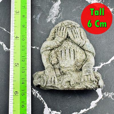 Antique Green Bronze Closed Eye Pidta 9Hand Shield Protection Thai Amulet #18067