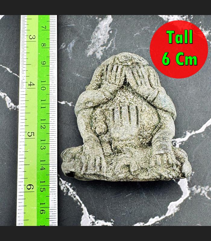 Antique Green Bronze Closed Eye Pidta 9Hand Shield Protection Thai Amulet #18067