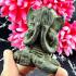 Antique Green Bronze Statue Closed Eye Pidta Shield Protection Thai Amulet 18067