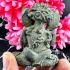 Antique Green Bronze Statue Closed Eye Pidta Shield Protection Thai Amulet 18067
