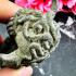 Antique Green Bronze Statue Closed Eye Pidta Shield Protection Thai Amulet 18067