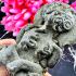 Antique Green Bronze Statue Closed Eye Pidta Shield Protection Thai Amulet 18067