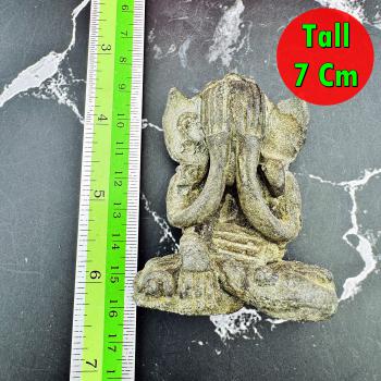 Antique Green Bronze Statue Closed Eye Pidta Shield Protection Thai Amulet 18068