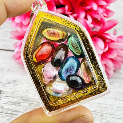 Crystal Set 9pcs Naga Eye Leklai Magic Lucky Healing Stone Egg Thai Amulet 18070