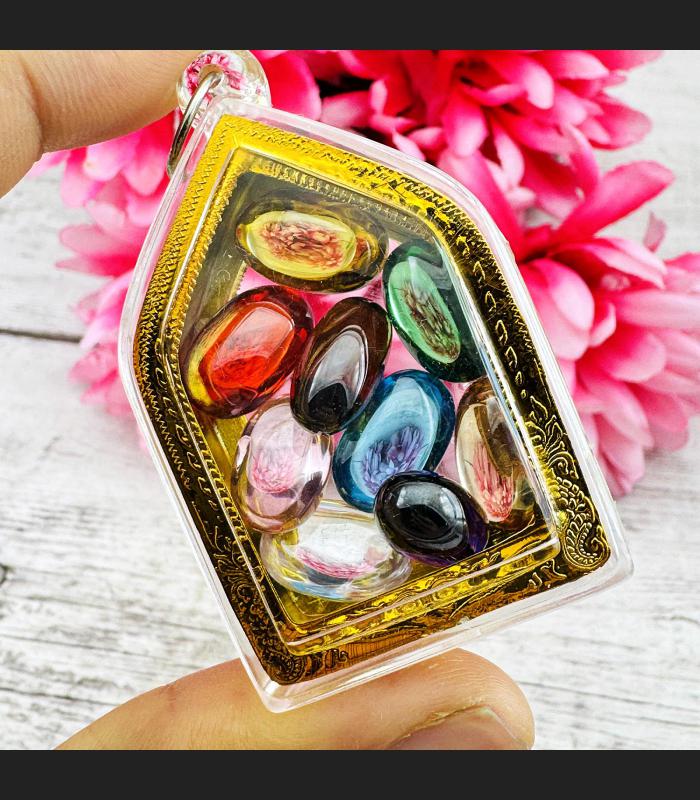 Crystal Set 9pcs Naga Eye Leklai Magic Lucky Healing Stone Egg Thai Amulet 18070
