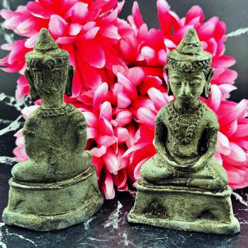 Antique Ayutthaya 100y Buddha Statue Bronze Ngan Ngung Armor Thai Amulet #18071